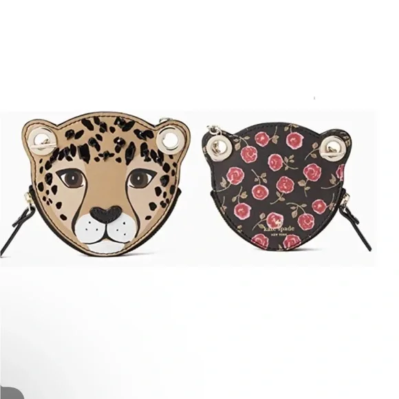 KATE SPADE RUN WILD LEOPARD COIN PURSE WALLET LEATHER JEWELED AUTHENTIC NEW - Picture 2 of 6